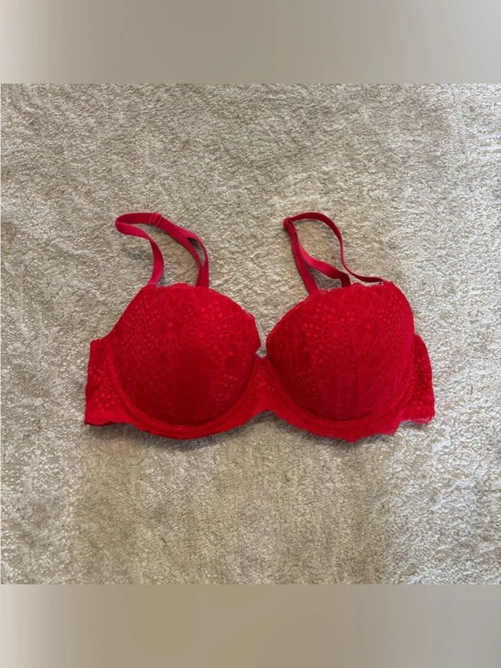 Victoria secret pink red lace bra with push up size 34C